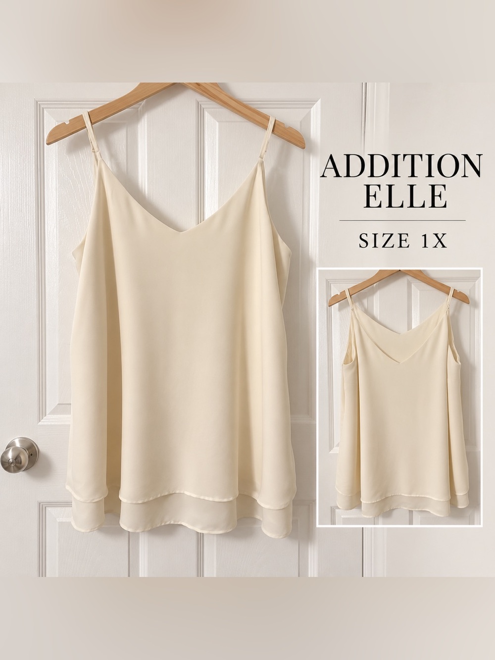 Title: Addition Elle Cream Layered Camisole | Size 1X
